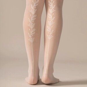 From Rachel - Back Vine Sheer Tights 30D - Cream - B